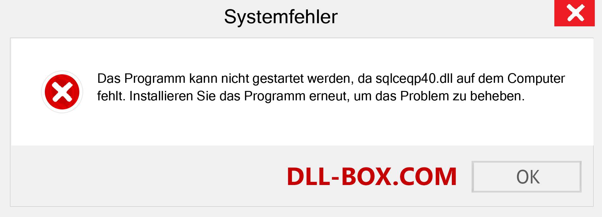 sqlceqp40.dll-Datei fehlt?. Download für Windows 7, 8, 10 - Fix sqlceqp40 dll Missing Error unter Windows, Fotos, Bildern